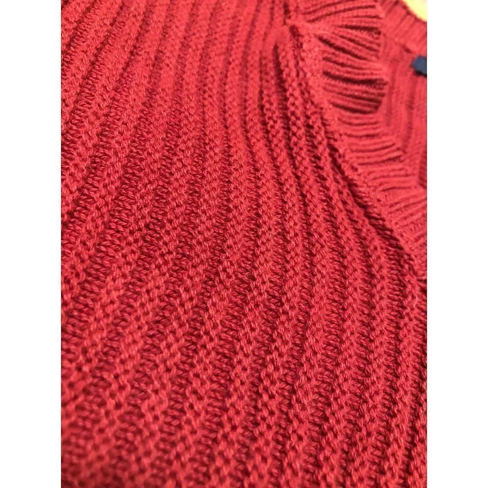 IZOD Mens Sweater Pullover Ribbed Red Cotton Size S New